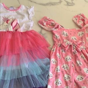 Pink and Blue Unicorn Dress and Cat Print Dress